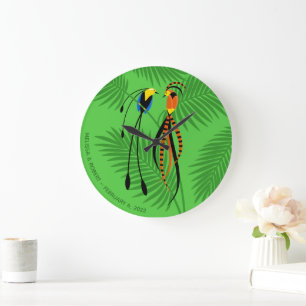 Grande Horloge Ronde Anniversaire de mariage Birds of Paradise