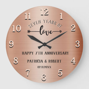 Grande Horloge Ronde Anniversaire du cuivre Joyeux 7e anniversaire Mari