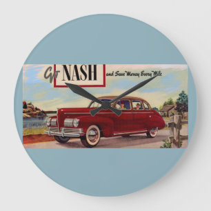 Grande Horloge Ronde Annonce automobile Nash 1941