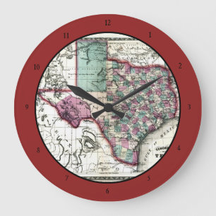 Grande Horloge Ronde Antiquarian Map of Texas by Schönberg & Co.