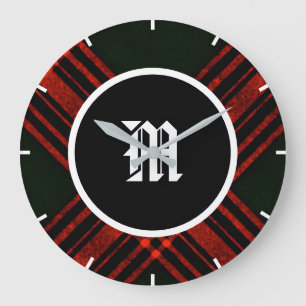 Grande Horloge Ronde Antique Menzies Chasse Tartan Clan Plaid