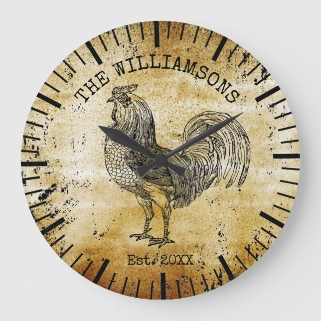 Grande Horloge Ronde Antique Vintage Russe Nom de famille Poulet de fer (Recto)