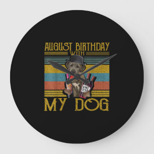 Grande Horloge Ronde Août Anniversaire Avec Mon Irlandais Wolfhound Dog