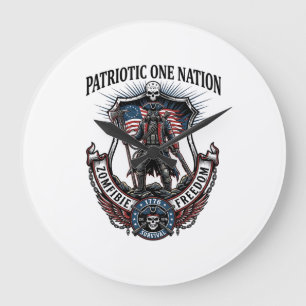 Grande Horloge Ronde Apocalypse de Zombies Guerrier Patriotique Fou Rou