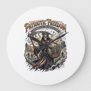 Grande Horloge Ronde Apocalyptique Patriotique Liberté Faucheuse Zombie