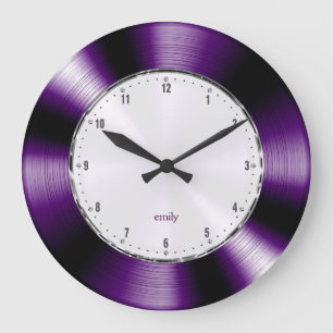 Grande Horloge Ronde Apparence métallique en fibre de carbone violet