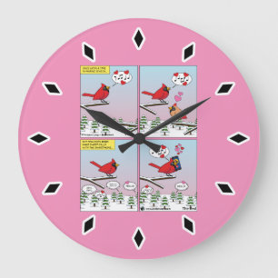 Grande Horloge Ronde Appels de accouplement d'oiseaux modernes comique