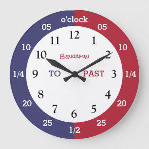 Grande Horloge Ronde Apprendre À Dire L'Heure  Personnalisé  Nom gran