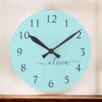 Aqua Blue Turquoise Moderne Script Girl Monogramme
