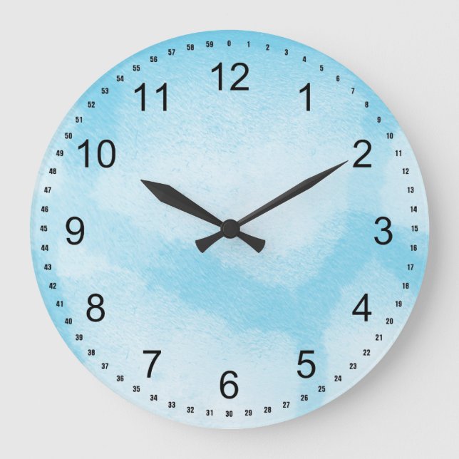 Grande Horloge Ronde Aqua White Mist Giraffe Imprimer (Recto)