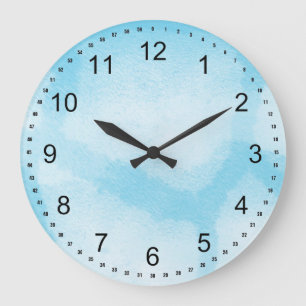 Grande Horloge Ronde Aqua White Mist Giraffe Imprimer
