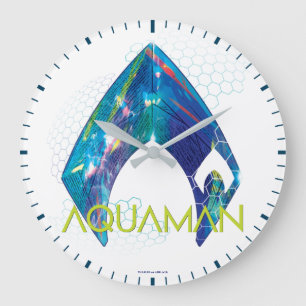 Grande Horloge Ronde Aquaman   Logo Aquaman modifié