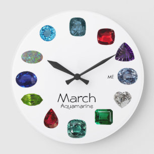 Grande Horloge Ronde Aquamarine, mars Pierre de naissance
