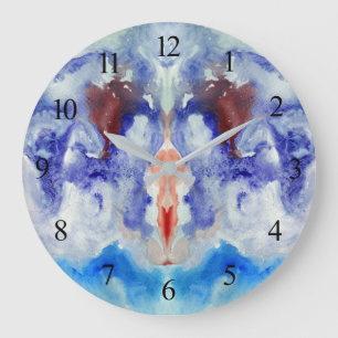 Grande Horloge Ronde Aquarelle Abstraite I