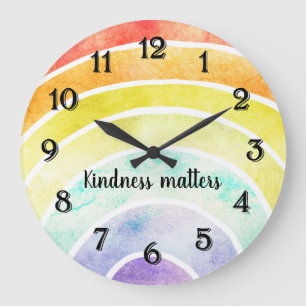 Grande Horloge Ronde Aquarelle arc-en-ciel