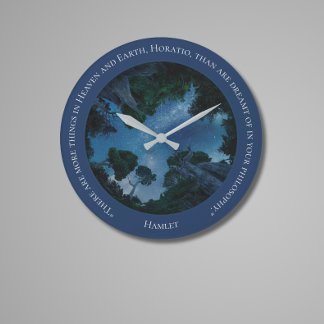 Grande Horloge Ronde Aquarelle bleu moderne Texte Devis tendance