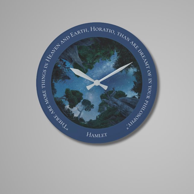 Grande Horloge Ronde Aquarelle bleu moderne Texte Devis tendance (Créateur téléchargé)