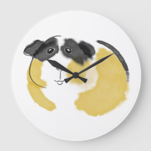 Grande Horloge Ronde Aquarelle Cochon de Guinée