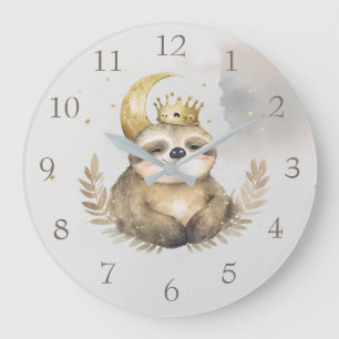 Grande Horloge Ronde Aquarelle Couronne de lune