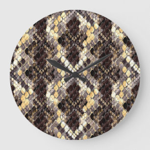 Grande Horloge Ronde Aquarelle de peau sauvage Motif sans couture