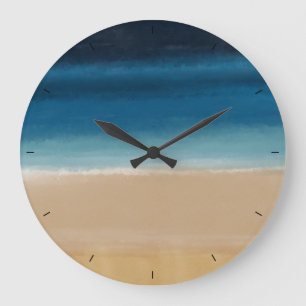 Grande Horloge Ronde Aquarelle dorée moderne peinture Abstraite