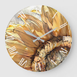 Grande Horloge Ronde Aquarelle Grand Tournesol Collection élégante