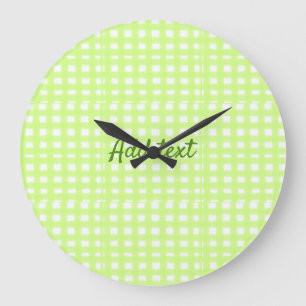 Grande Horloge Ronde Aquarelle vert plaid ginham personnalisé ajouter t
