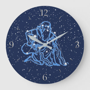 Grande Horloge Ronde Aquarius Constellation and Zodiac Sign with Stars