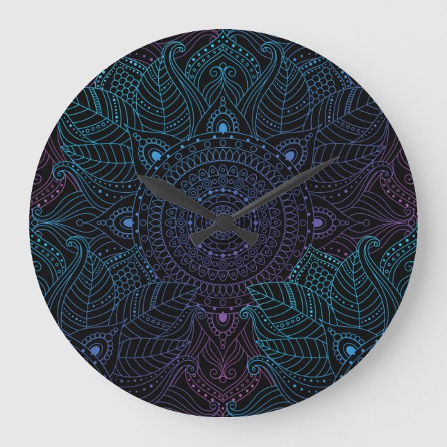 Grande Horloge Ronde Arabesque Bliss : Magie Mandala orientale (Recto)