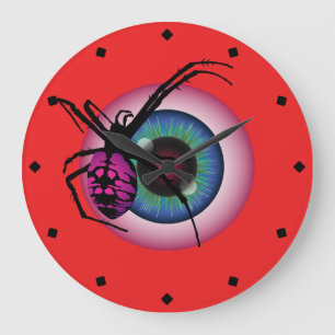 Grande Horloge Ronde Araignée et globe oculaire injecté de sang