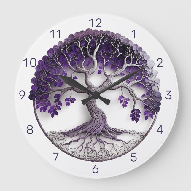 Grande Horloge Ronde Arbre Améthyste (Recto)