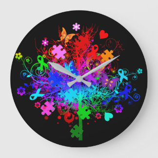 Grande Horloge Ronde Arbre d'autisme dans le spectre