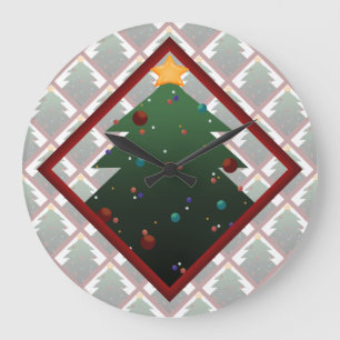 Grande Horloge Ronde Arbre de Noël