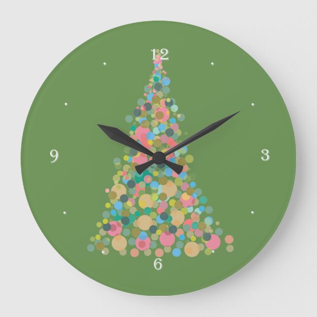Grande Horloge Ronde Arbre de vacances Wall Clock (Recto)