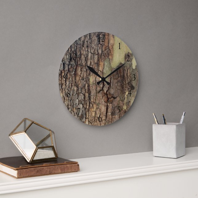 Grande Horloge Ronde Arbres de forêt rustiques (Bureau)