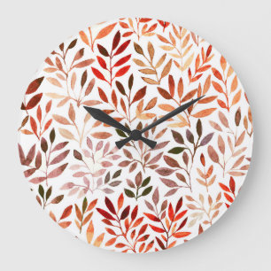 Grande Horloge Ronde Arbres rétro, aquarelle motif sans couture.