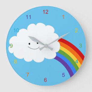 Grande Horloge Ronde Arc-en-ciel heureux