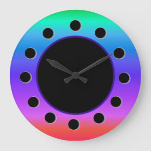 Grande Horloge Ronde Arc-en-ciel Pastel lumineux