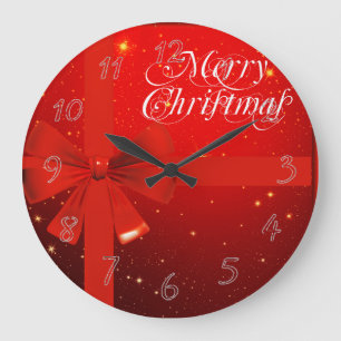 Grande Horloge Ronde Arc rouge de Noël