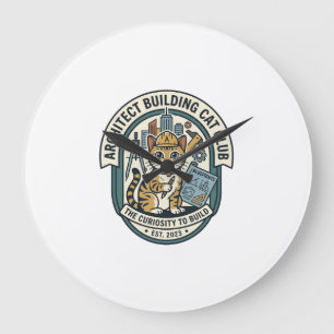 Grande Horloge Ronde Architecte Bâtiment Chat Chat T-Shirt Graphique Ar