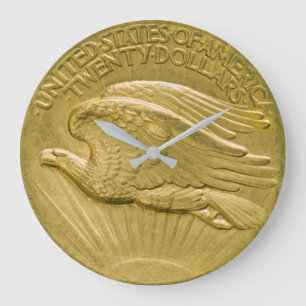 Grande Horloge Ronde Argent 1907 d'Eagle de double de morceau d'or des