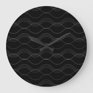 Grande Horloge Ronde Argent, élégant, cool, moderne, simple motif ondul