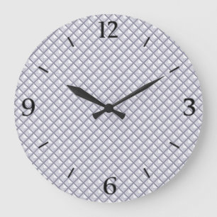 Grande Horloge Ronde Argent, look métallique, grille cloutée