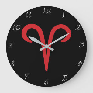 Grande Horloge Ronde ARIES Astrologie Zodiaque Rouge Mars Avril Anniver
