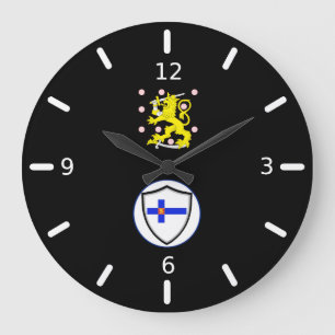 Grande Horloge Ronde Armoiries finlandaises à manteau à grand cadran