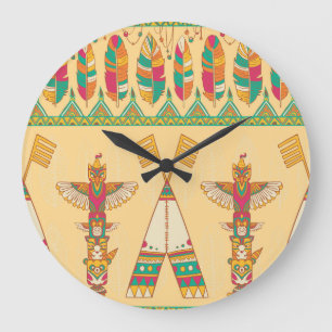 Grande Horloge Ronde Arrière - plan autochtone autochtone autochtone or