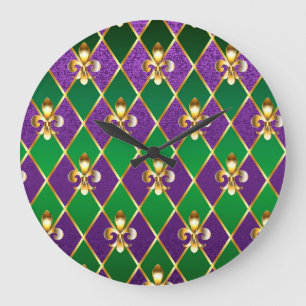 Grande Horloge Ronde Arrière - plan de bijoux Mardi Gras