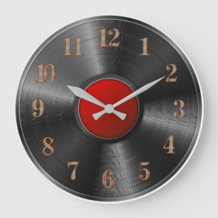 Grande Horloge Ronde arrière - plan de disques de vinyle