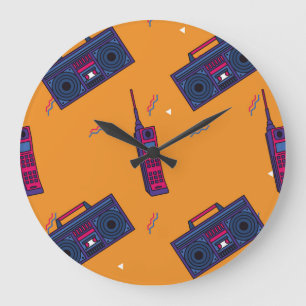 Grande Horloge Ronde Arrière - plan de style rétro des années 80, color
