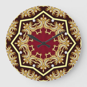 Grande Horloge Ronde Arrière - plan d'illustration de cadre Pearl Gold